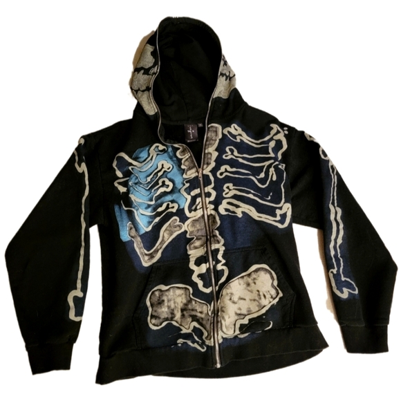 Travis Scott Cactus Jack for Fragment Skeleton Graffiti Full Zip Hoodie size XL - Picture 1 of 4